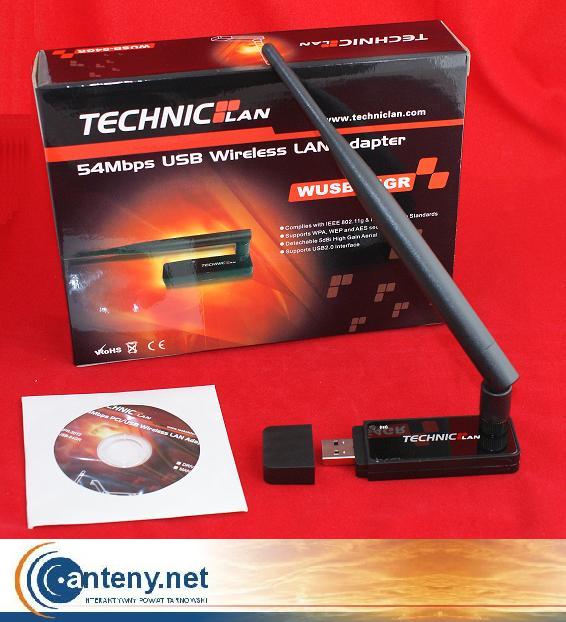 Karta bezprzewodowa USB TechnicLAN WUSB-54GR, Ralink - wy ant